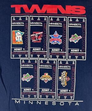 Majestic MLB Minnesota Twins Baseball Blue T-shirt, Men’s Size Large Ticket
